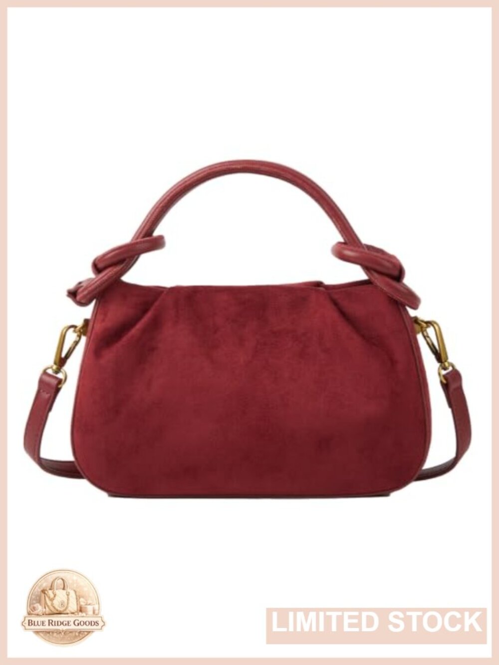 Faux Suede Mini Crossbody Bag Ruched Top Handle Retro Purse
